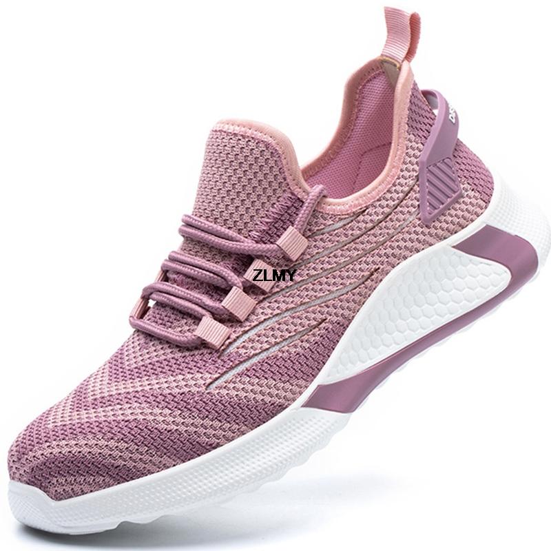 Scarpe da lavoro di sicurezza da donna leggere Scarpe da ginnastica con puntale in acciaio Antisfondamento Antipuntura Stivali da lavoro Rete Traspiranti Stivali di sicurezza Femminili