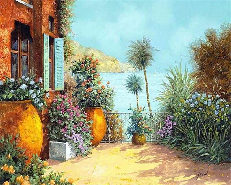 RUOPOTY Barvení podle čísel Městská krajina pro obývací pokoj na plátně Jedinečný dárek akrylový obrázek podle čísel domu