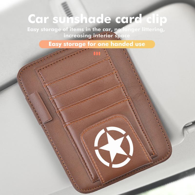 Car Sunvisor Storage Clip Multi-Pocket Card Ticket Clip Organizer Interior Accessories For Jeep JK JL JKU TJ YJ CJ Wrangler AMY1