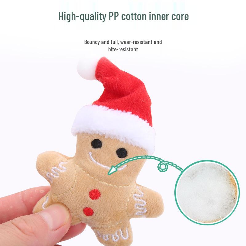 Catnip Gingerbread Hat: Self-Play Interactive Cat Toy - Bite-Resistant & Molar Grinding Pet Supplies for Christmas.