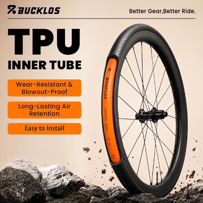 BUCKLOS Gravel Road Bike Inner Tube 700C Bicycle TPU Inner Tube 700x23/32C 700x33/45C TPU Inner Tire 45mm 65mm 80mm Presta Valve