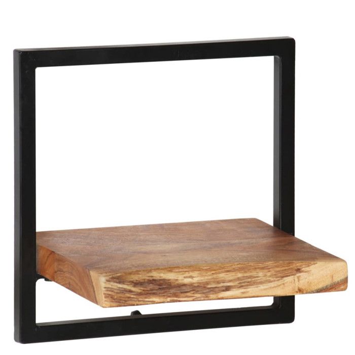 Ensemble d'étagères murales en bois d'acacia massif et acier - vidaXL - 5 pcs - Brun - Salon