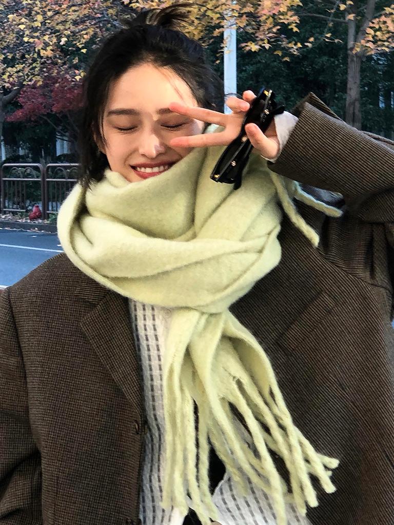 New Women Thick Shawl Wraps Scarf Winter Warm Fashion Solid Color Pashmina Scarves Long Tassel Hijab Stoles Bufanda Mujer