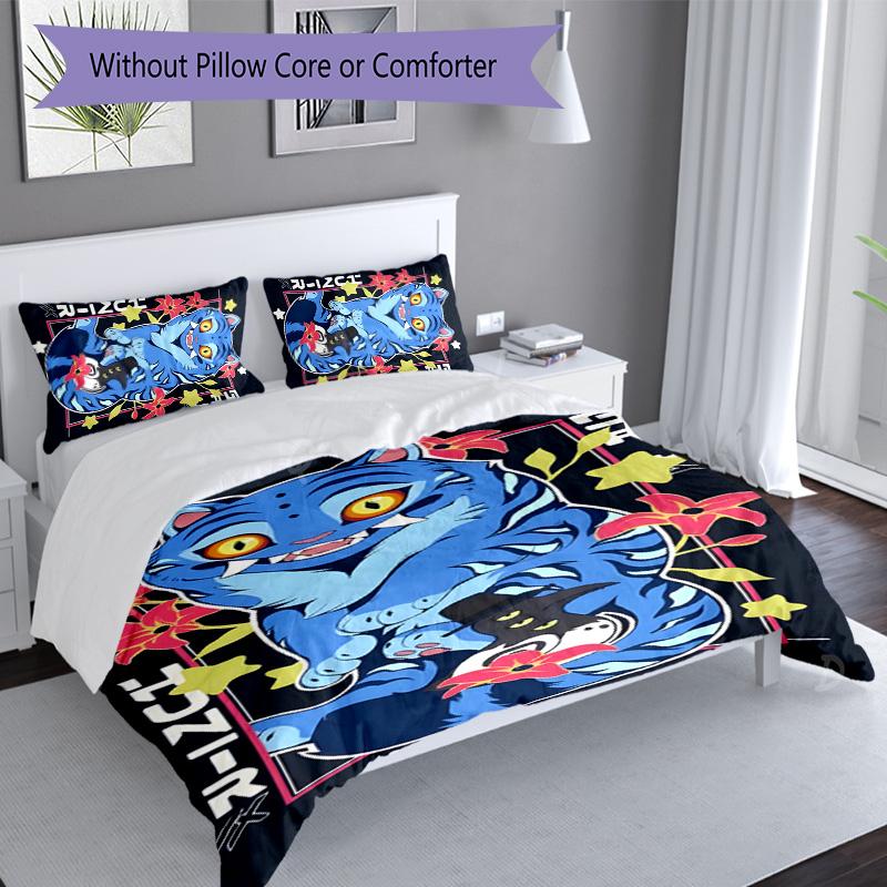 3pcs Kpop Demon Hunters Derpy Pattern Bedding Set Duvet Cover Set Includes Duvet Cover &pillowcases, Perfect All Season Bedroom Decoration & Gift