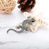 Blucome Vintage Alloy Sliver Lizard Shape Brooch Hijab Pins Full Crystal Wedding Suit Collar Clip Souvenirs Women Brooch Gift