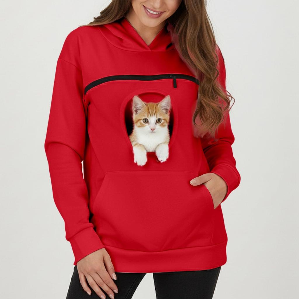 Women's Color Hoodie Loose Fit Casual Sweatshirt for Small Dogs and Cats