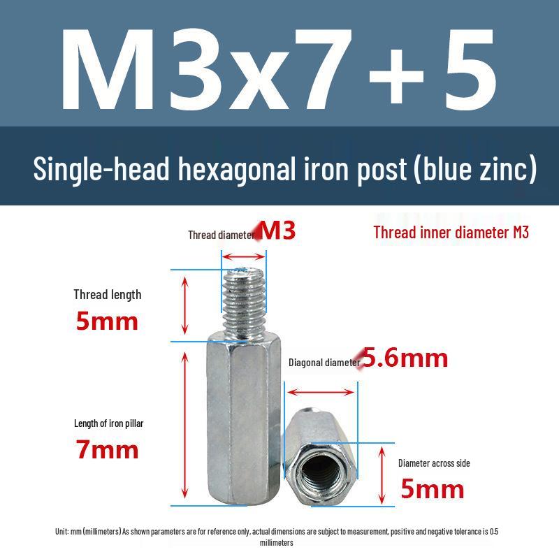 Hexagonal Blue Zinc Single-Head Iron Column Screw Bolt (M3-M8)