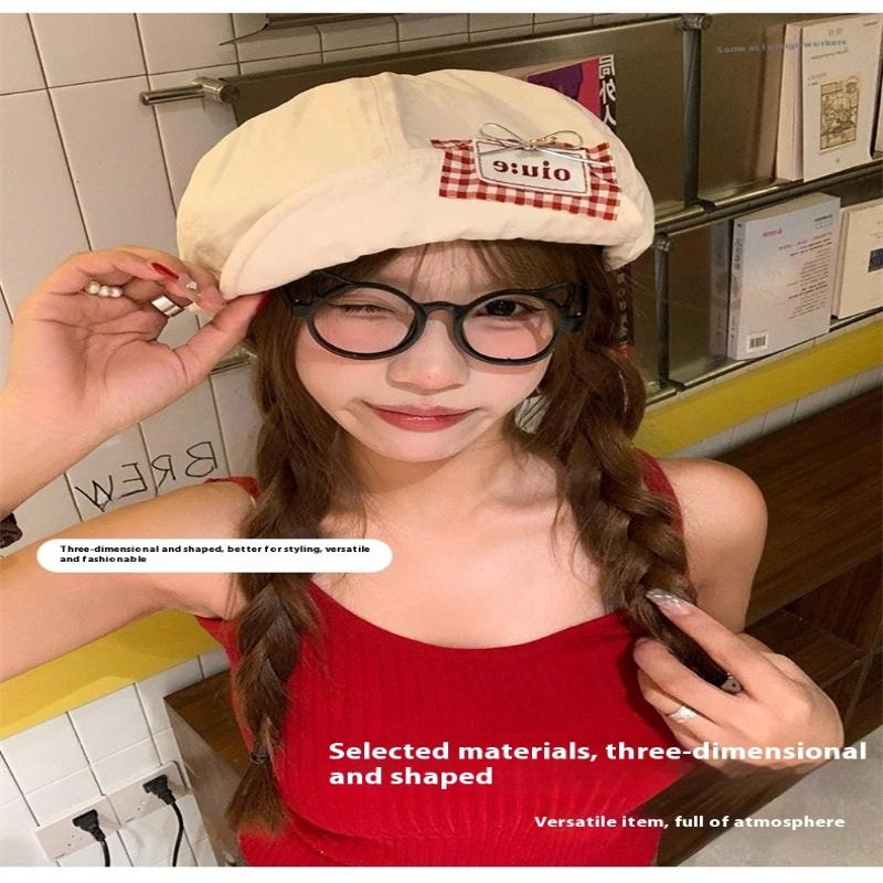 Retro Japanese Style Beret Hat Women'S Spring Summer  Large Head Size Cloud Painter Cap Breathable Baseball Cap