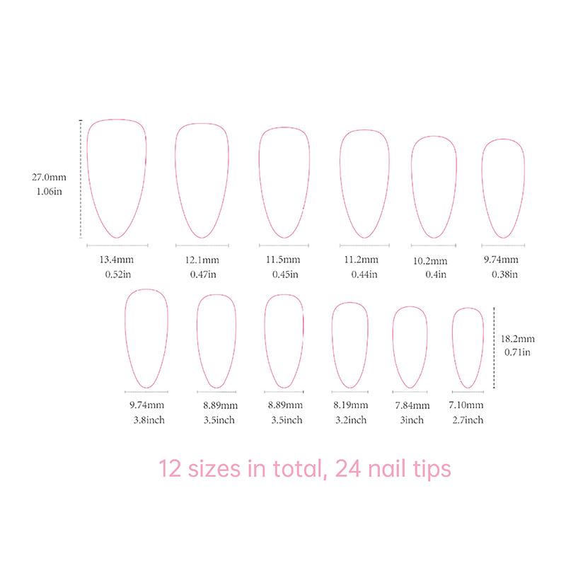 24Pcs Lovely French Heart Love False Nails With Jelly Adhesive Detachable Fake Fingernails Full Cover Press On Nails
