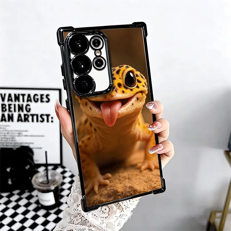 Lizards Geckos Cute Pet Plating Phone Case For Samsung Galaxy S24 S25 FE S26 Edge S23 Ultra S22 S21 Plus S20 Anti-Fall Airabag C