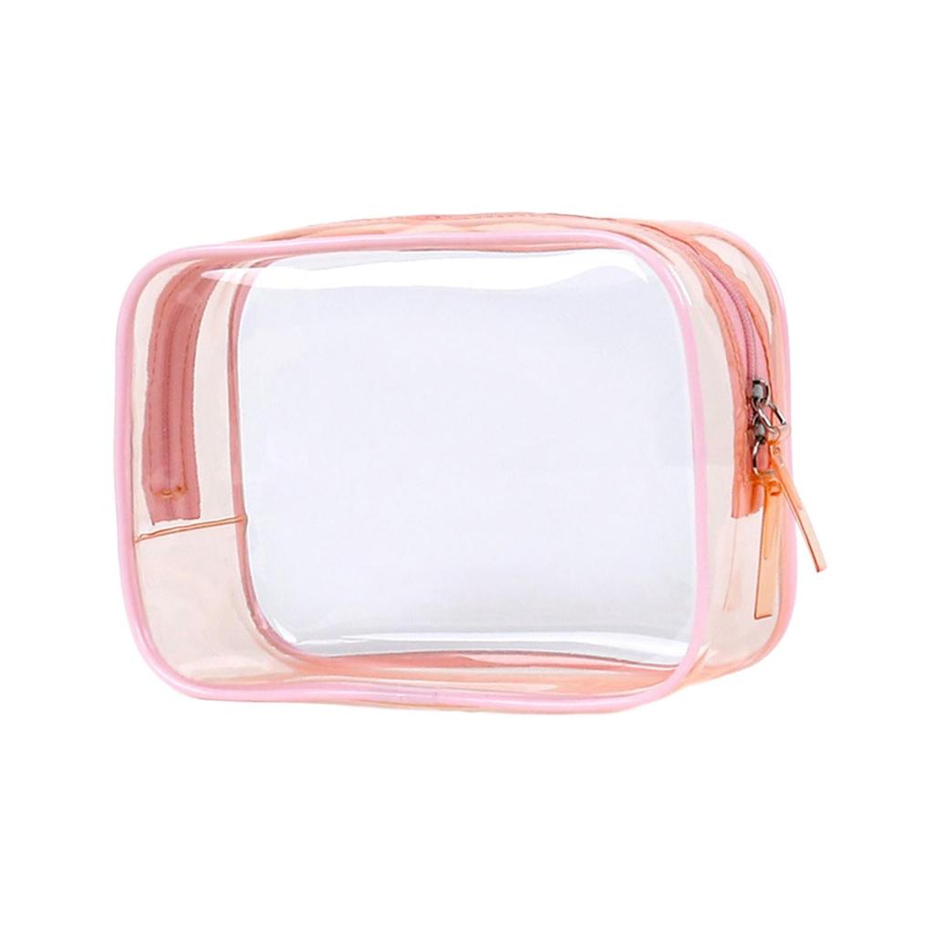 Transparent cosmetic bag travel toiletry organizer pink