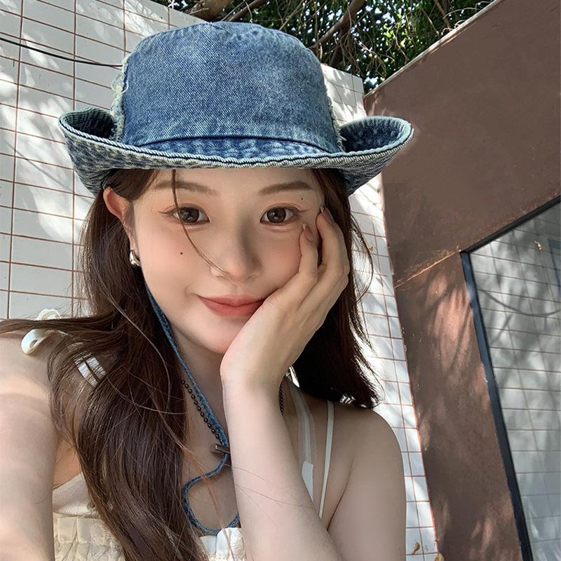 Breathable Denim Fisherman Hat -Bucket Hat Women Men Adjustable Cowboy Style Sun Cap for Spring/Summer | Trendy Unisex Beach Hat