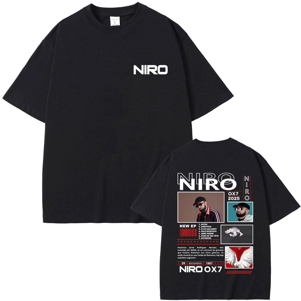 Rapper Niro OX7 Album Graphic T-shirt Unisex Women Hip Hop Fashion Pop Music T-shirts Male Casual Cotton Vintage T Shirt Streetwear