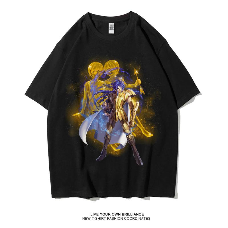 Japanese Anime Saint Seiya Golden Zodiac Sports Rock Fitness Casual Hip Hop Men's Top Short Sleeve T-shirt Girls T-shirt Couple
