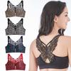 Woman Plus Size Front Buckle Leopard Grain Lace No Rims Lace Butterfly Beauty Back Adjustable Gathered Underwear