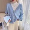 Autumn Winter Fashion V Neck Cardigan Women Sweater New Elegant Loose Retro Knitted Jacket Versatile Solid Casual Office Gentle Simple Coats Clothing