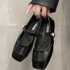 Single shoes femininity new spring and autumn brown flat Mary Jane women's shoes square head shoes