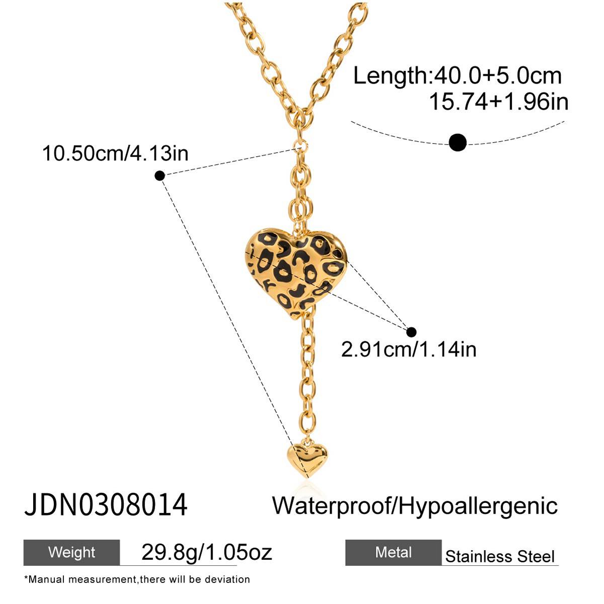 

Кулон-подвеска в виде сердца с леопардовым принтом и эффектом капель масла от Youthway, позолоченная цепочка Y-образной формы из нержавеющей стали, подарок.