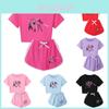 Set Pijamale Copii cu Mânecă Scurtă și Pantaloni Scurți, Imprimeu Demon Hunters Kpop, Amestec Poliester-Bumbac, Pentru Îmbrăcăminte de Dormit în Familie