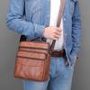 Fashionable Luxurious Men's Leather Single Shoulder Small Toe Bag With Layered Cowhide Men European American Retro Crossbody