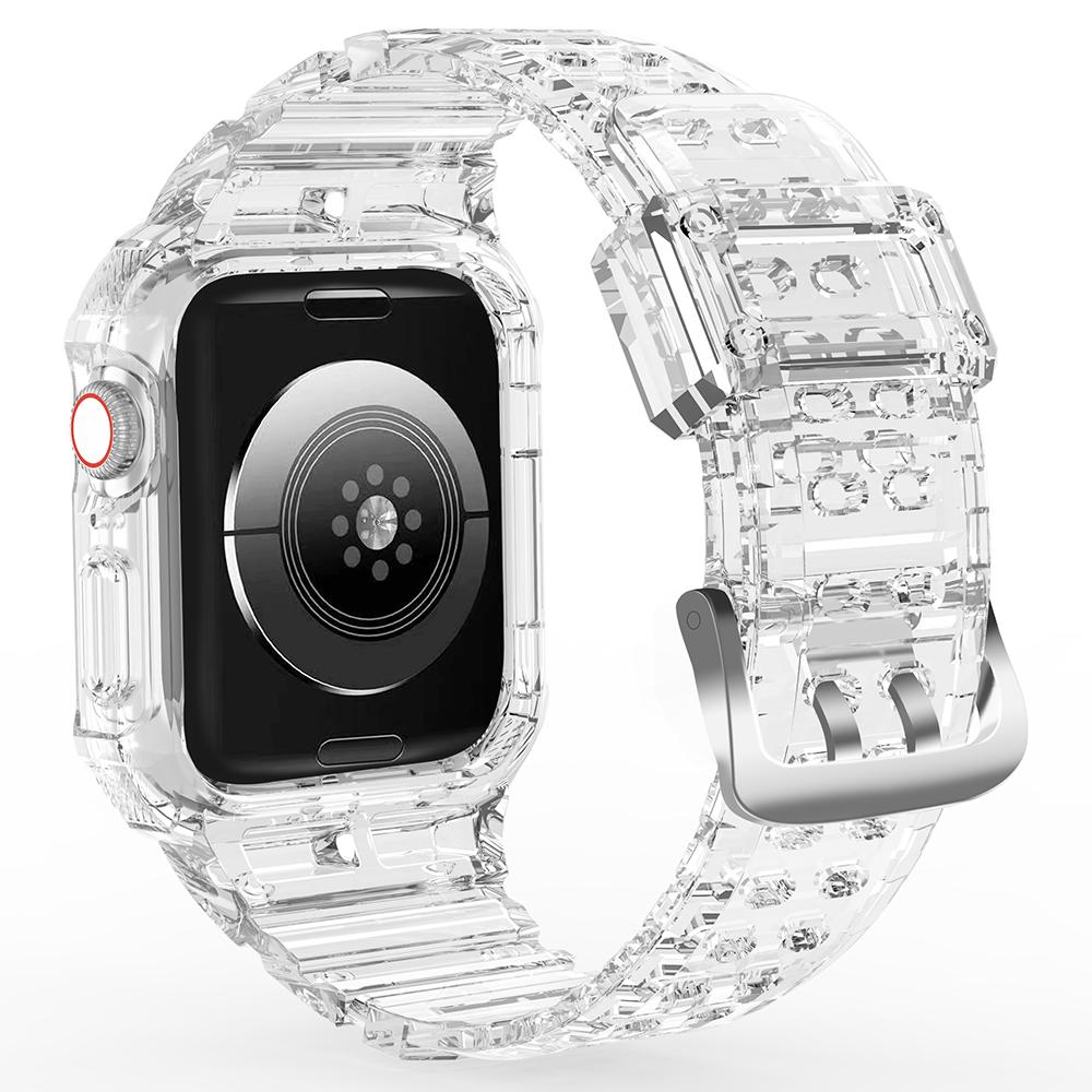 Für Apple Watch Series 9/8/7 41mm/SE (2023)/SE (2022)/SE 6 5 4 40mm TPU Uhrenarmband mit Gehäuse