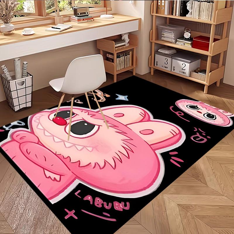 Labubu Print Rug, Washable Floor Carpet, For Entryway Dorm Laundry Room Office Study, Home Decor Birthday Christmas Gift