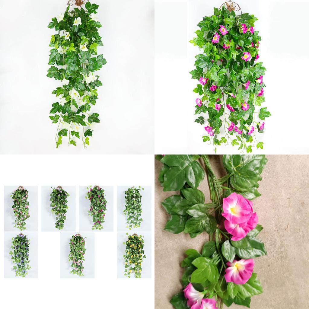 Charming Lifelike Silk Morning Glory Vine Perfect For Year-round Home Wall Decoration