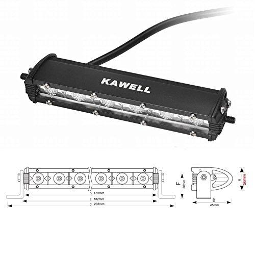 KAWELL Bar Light, 18W LED Work Light for Motorcycles, Fog Lamps, 24V Work Light, Auxiliary Light, Car Exterior Light, Compatible with 12V and 24V, Car