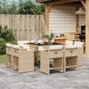 Vidaxl 9-Cz. Garden Furniture Set With Cushions, Beige, Poly Rattan