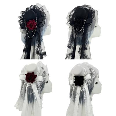 Elegante Rosen-Design-Schleier-Haarspange für Damen Mädchen Leichte rutschfeste Haarspangen für Hochzeitsparty Tägliche Nutzung