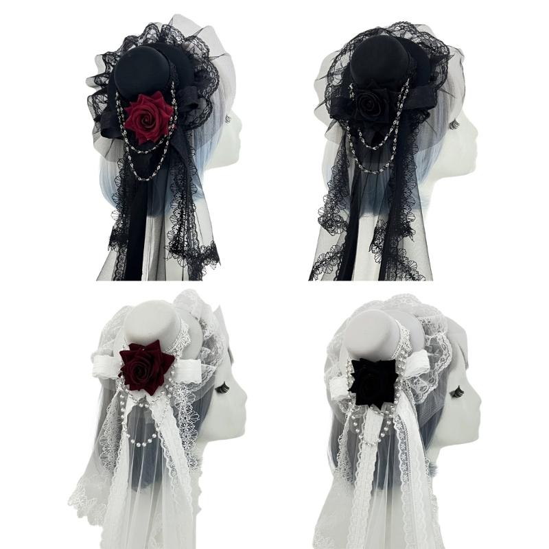 Elegant Rose Design Veil Hair Clip For Women Girls Lightweight Nonslip Hair Barrettes For Wedding Party Daily Use