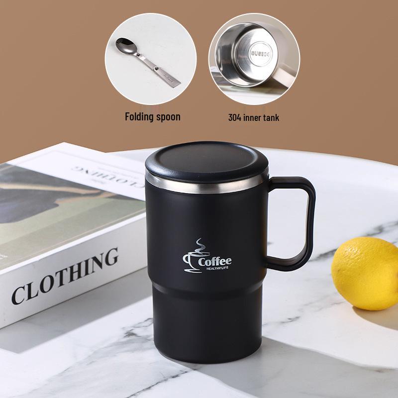 Stainless Steel Mug with Lid & Spoon - Perfect for Coffee, Tea, or Travel