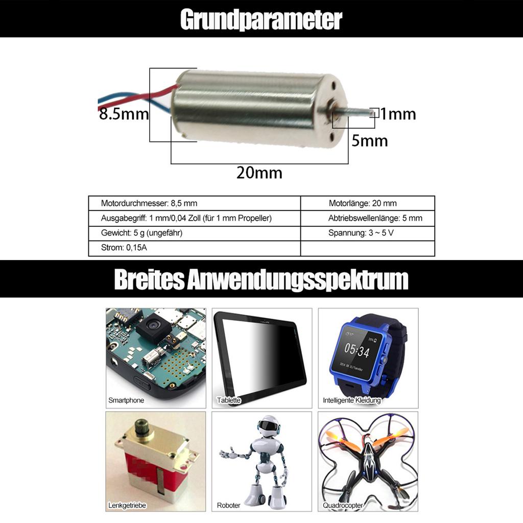 8520 Motor Hollow Cup 8.5x20mm 3~5V 0.15A Quadcopter Cordless Motor 8520 Motor Cup Motor Drone Motor Quadcopter Motor