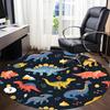 1PC Dino World Pattern Office Round Area Rug, Mat Suitable For Office, Under Office Chairs Bedroom Living Room Home Decor, Room Deco