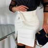 Womens PU Leather High Waist Pencil Skirt Wet Look Zipper Bodycon Mini Dress