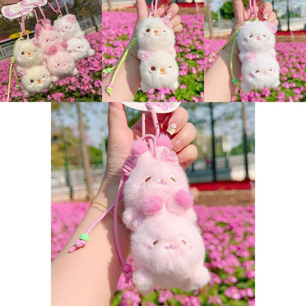 Sakura Season Cat Bear Rabbit Plush Animal Keychain With Soft Plush Material For Gift Giving