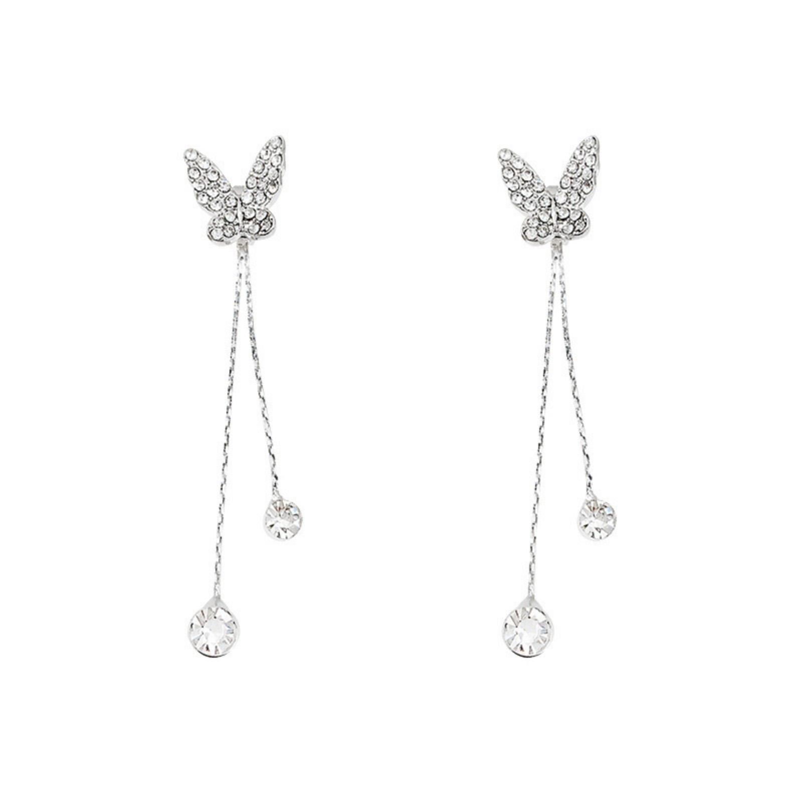 Butterfly Tassel Earrings for Women - Trendy Dangle Drop Fashion Jewelry One Size