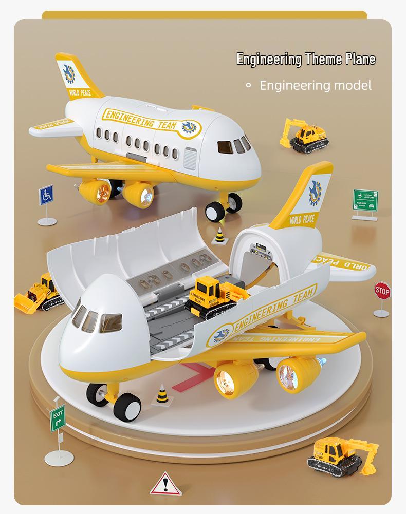 Extra Large Inertial Toy Airplane with Storage, Lights & Music - Educational Toy Set for Kids