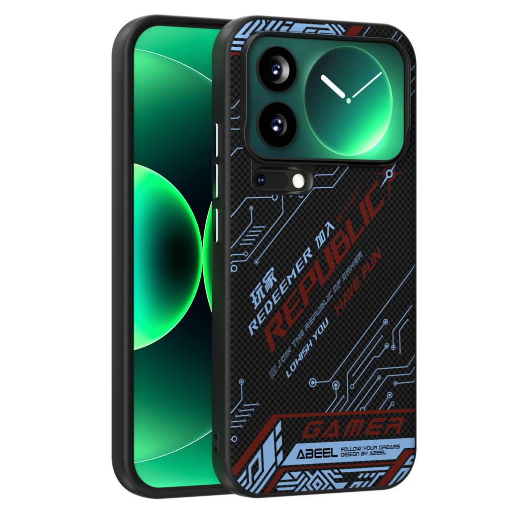 ABEEL For Xiaomi 17 Pro Max Magnetic Case Micro-Embossing 6D Printed PC TPU Aluminum Alloy Leather Phone Cover