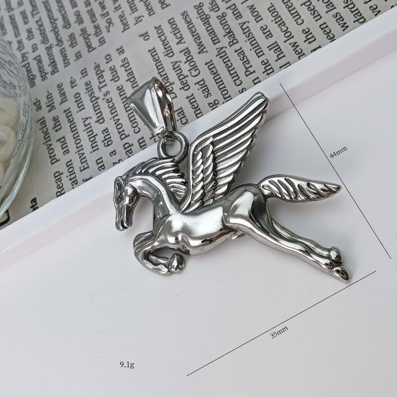 Pegasus Pendant Necklace for Men Angel Wings Horse Design Stainless Steel Hypoallergenic Chain Ideal Valentine's Day Gift for Partner