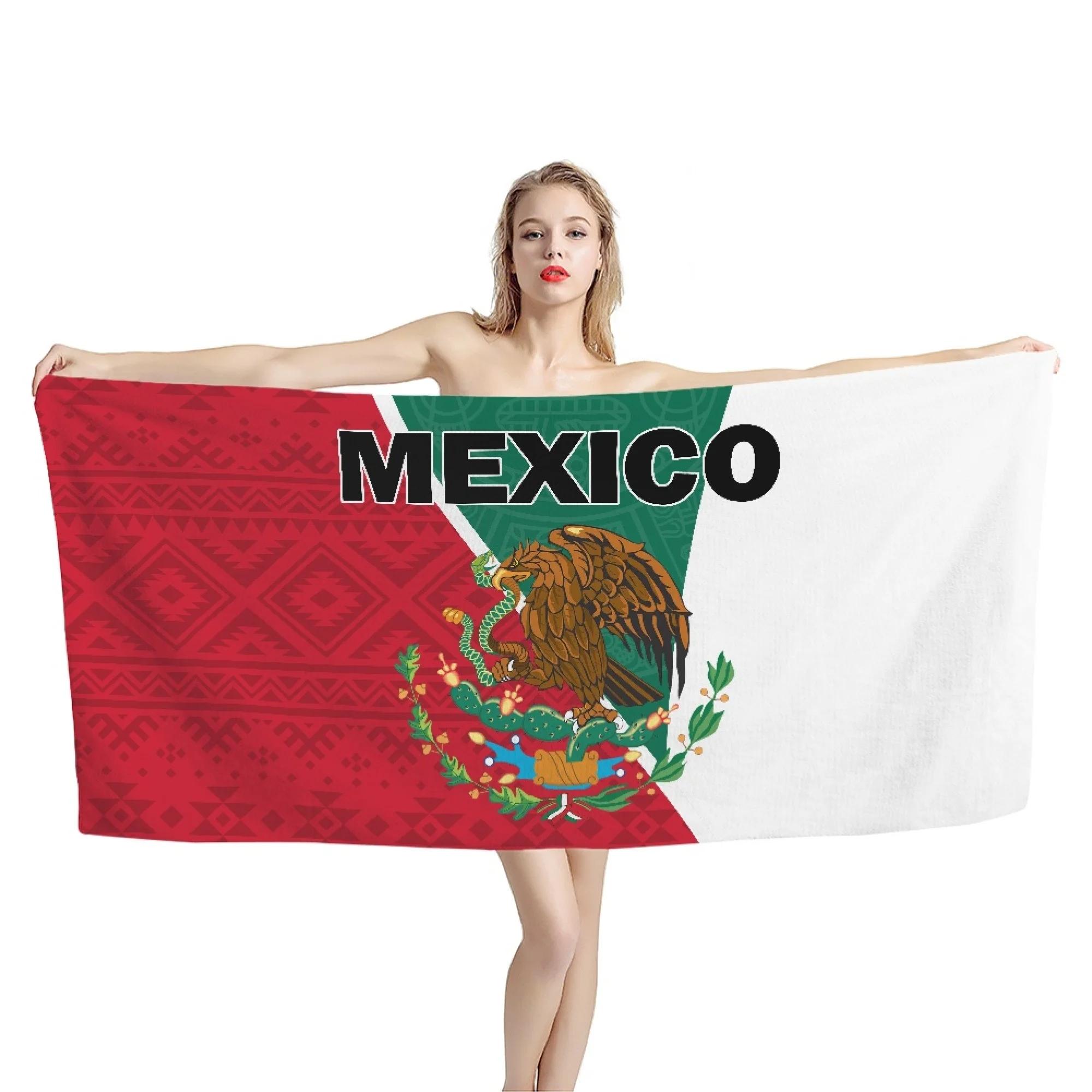 

Flag of Mexico Printed Beach Towels Kids Adults Home Bathroom Function Absorbent Soft Travel Portable Camping Yoga W30*H60(CM)