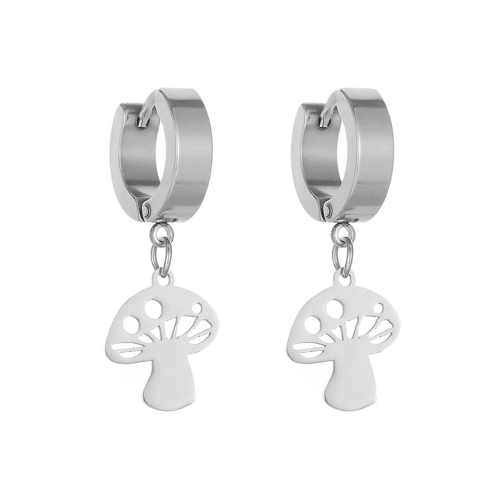 Cute Alloy Creative Earrings With Butterfly Mushroom Smiley Face Shapes Geometric