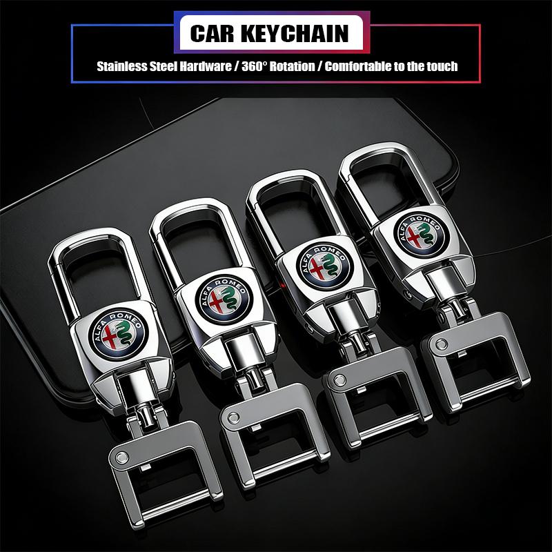 Car Alfa Romeo Logo Keychain Men's Anti Loss Keyring Key Buckle Valve cap For Alfa Romeo 4C 159 Spider Giulia Giulietta 156 Tona wzvc44