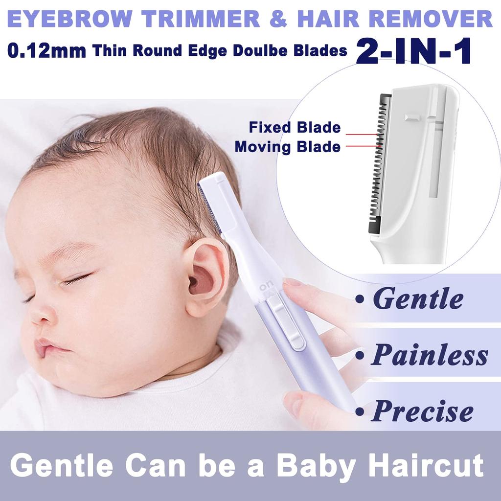 Electric Eyebrow Trimmer for Women, Facial Hair Razor Removal for Men, Mini Epilator for Bikini, Remover for Face, Chin, Peach P