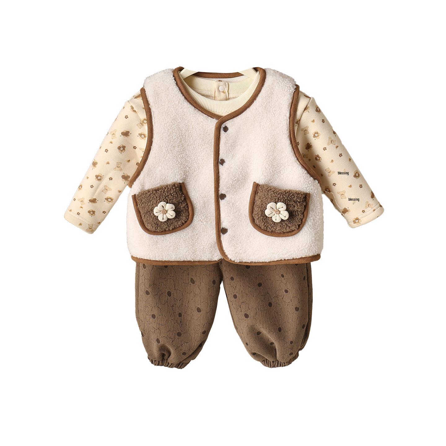 

Winter Baby Vest & Pants 3-Piece Set: Infant Outerwear Collection 85 cm