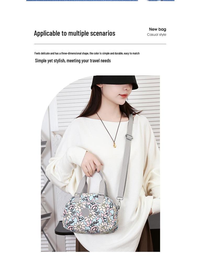 Autumn Print Nylon Women's Lightweight Korean Style Crossbody Handbag