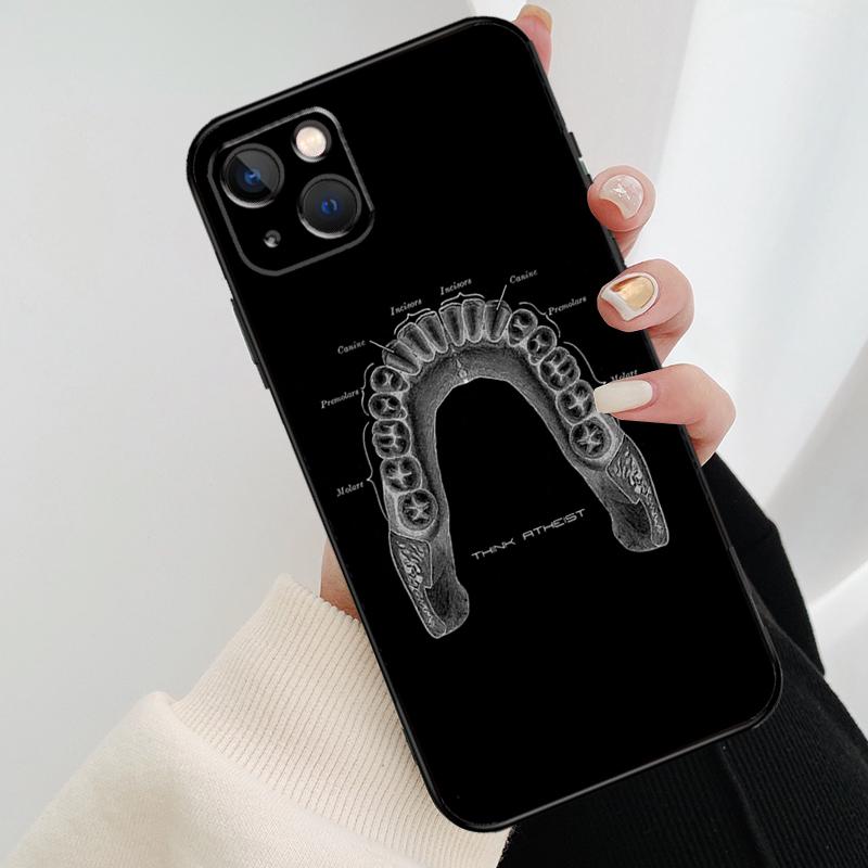 Dentist Tooth Pattern Phone Case For iPhone 13 14 15 16 Pro Max 11 12 XS XR X Plus Shockproof Bumper Soft Cover