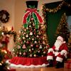 Christmas Tree Topper Hat Classic Heart Bow Hat Tree Topper Holiday Ornament for Home Decoration