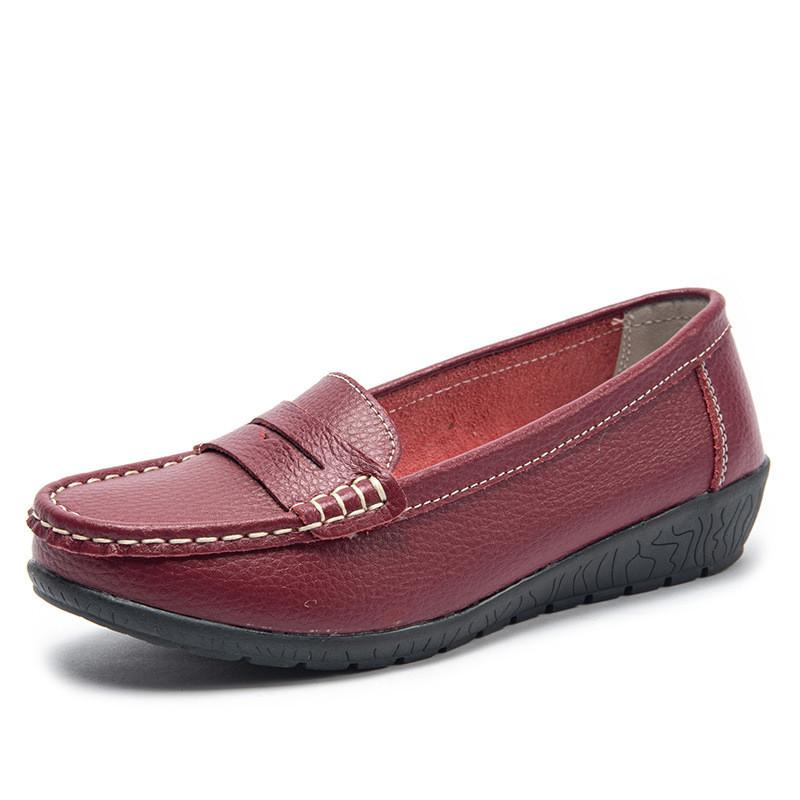 Leather Womens Loafers With Soft Pu Insole For Casual Summer Wear
