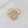 Elegant Oval Zirconia Open Ring Surround Design Adjustable Bridal Ring Wedding Party Gift